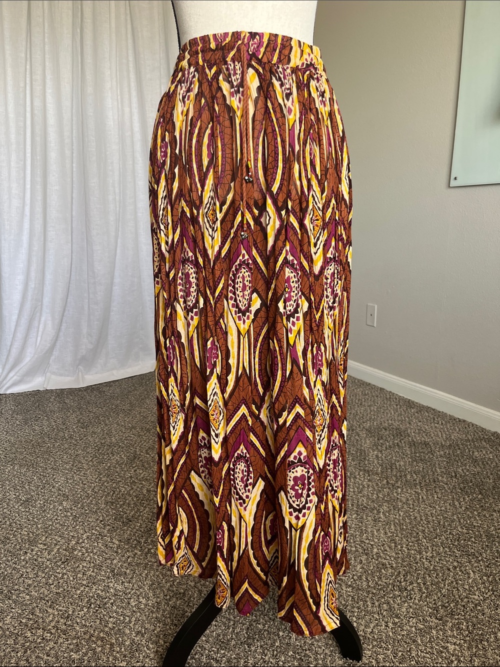 Boho Gauze Maxi Skirt Brown Purple Festival Hippie Rayon OS S M L XL